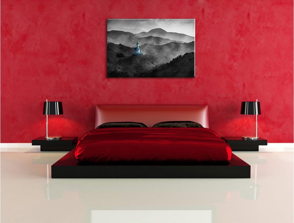 Pixxprint Buddha als Leinwandbild/Grösse: 100x70 cm/Wandbild/Kunstdruck/fertig bespannt, 100x70