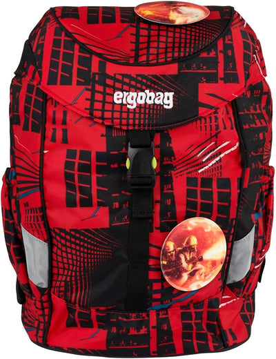 ergobag mini ergonomischer Kinderrucksack, DIN A4, 10 Liter Alarmbärreitschaft - Rot Einheitsgrösse,