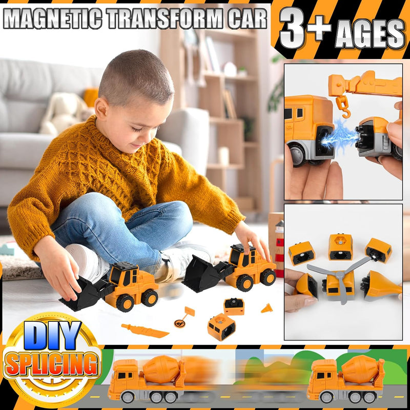 Magnetische Transformers Spielzeug für Kinder, Verformung Roboter Baustellenfahrzeuge Auto Spielzeug