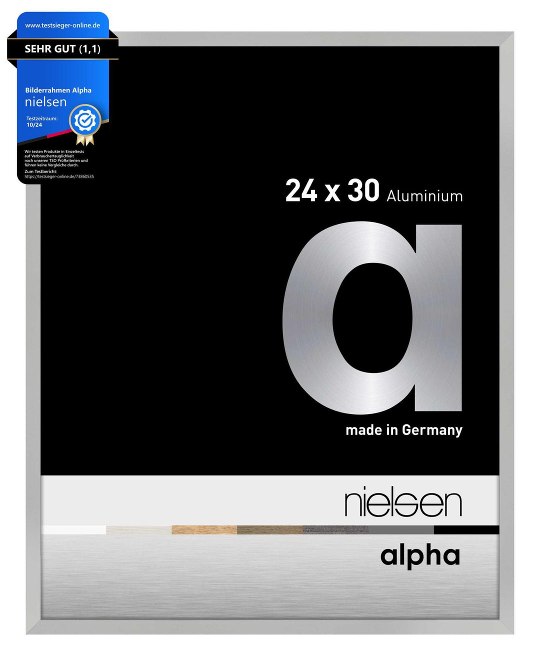 nielsen Aluminium Bilderrahmen Alpha, 24x30 cm, Silber Matt Struktur Silber Matt 24 x 30 cm, Struktu