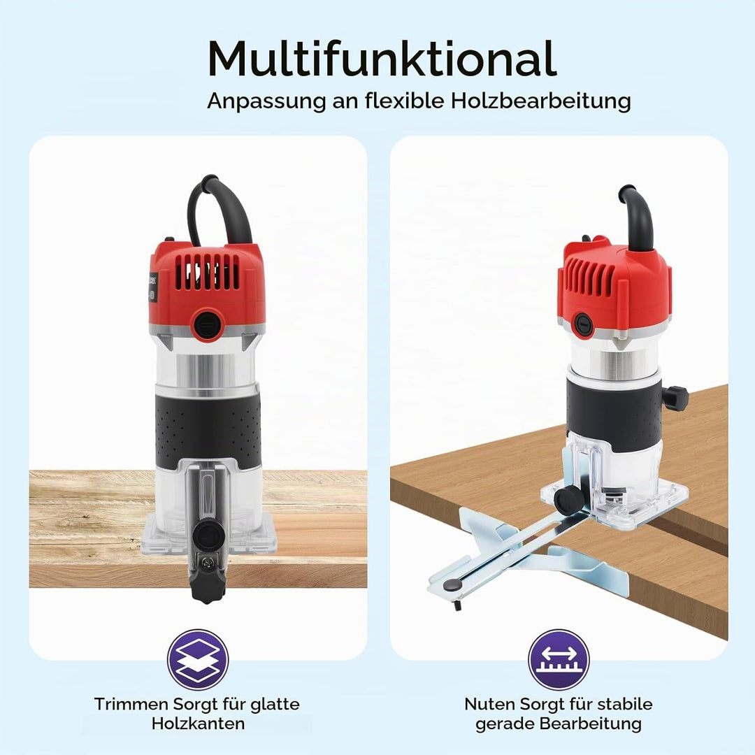 Holzfräse Oberfräse, 800W Elektrischer Oberfräse 1/4" Kantenfräse Einhandfräse Profi Holzfräse Handf