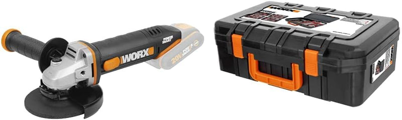 WORX WX803.9 Akku Winkelschleifer 20V - ohne Akku & Ladegerät, Schwarz & WA0071 Werkzeugkoffer aus r