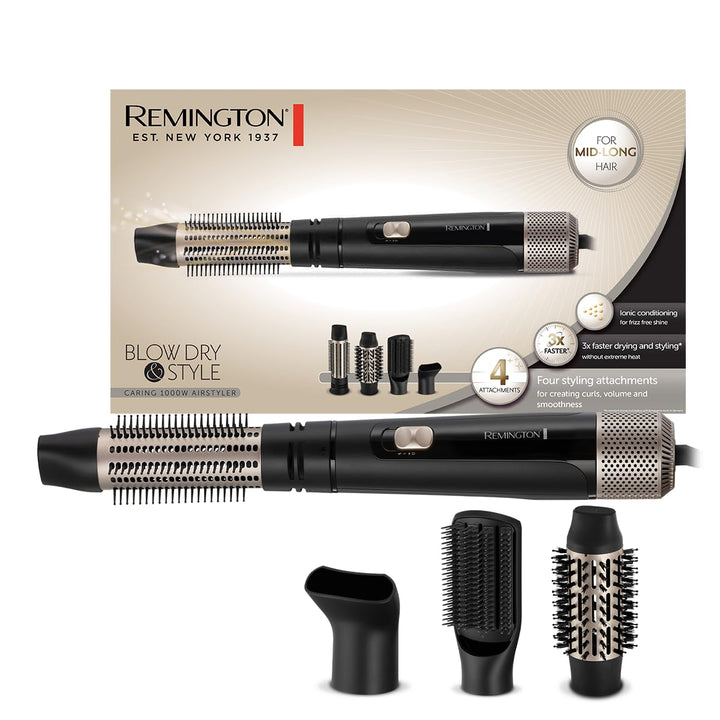 Remington Warmluftbürste [inkl. 4 Aufsätze: 38mm&50mm Rundbürste, Stylingdüse, Flachbürste] Blow Dry
