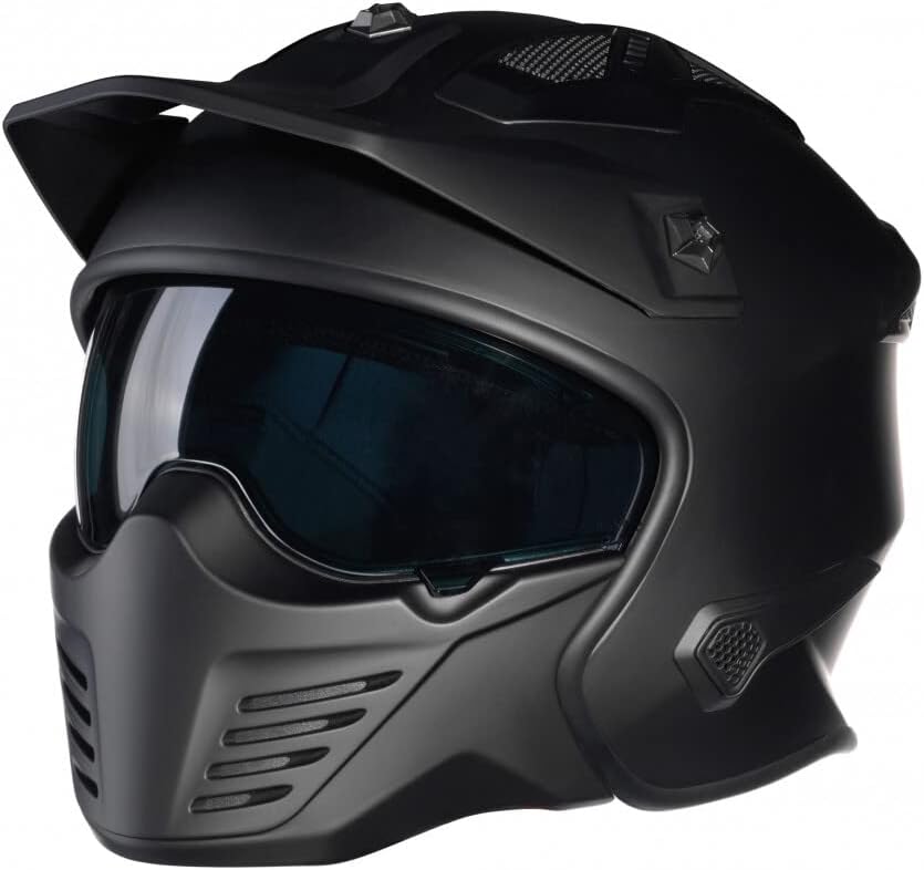 Bayard XP-69 S Draco Motorradhelm Hybrid Jethelm Sturzhelm mit Sonnenblende, SCHWARZMATT, S