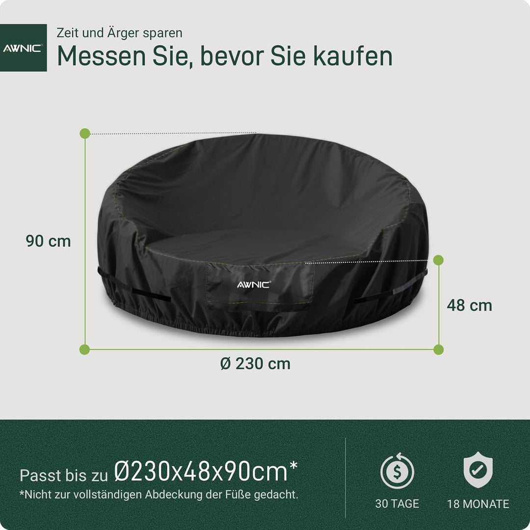 Awnic Sonneninsel Abdeckung Wasserdicht 420D Oxford Stoff, Abdeckplane Sonneninsel Rund Winterfest m