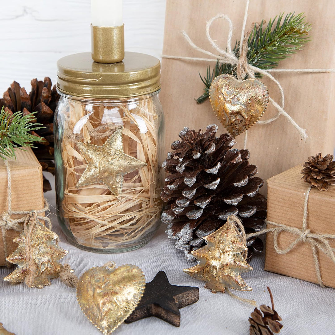 Logbuch-Verlag 18 goldene Weihnachten Anhänger aus Metall 5 cm Goldfarbene Christbaumanhänger Baumbe