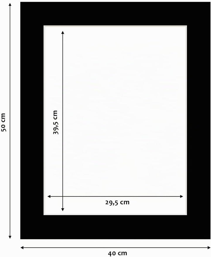 PHOTOLINI Passepartout 40x50 aussen für 30x40 innen, säurefrei 1,5 mm Passepartout Karton Schwarz, a