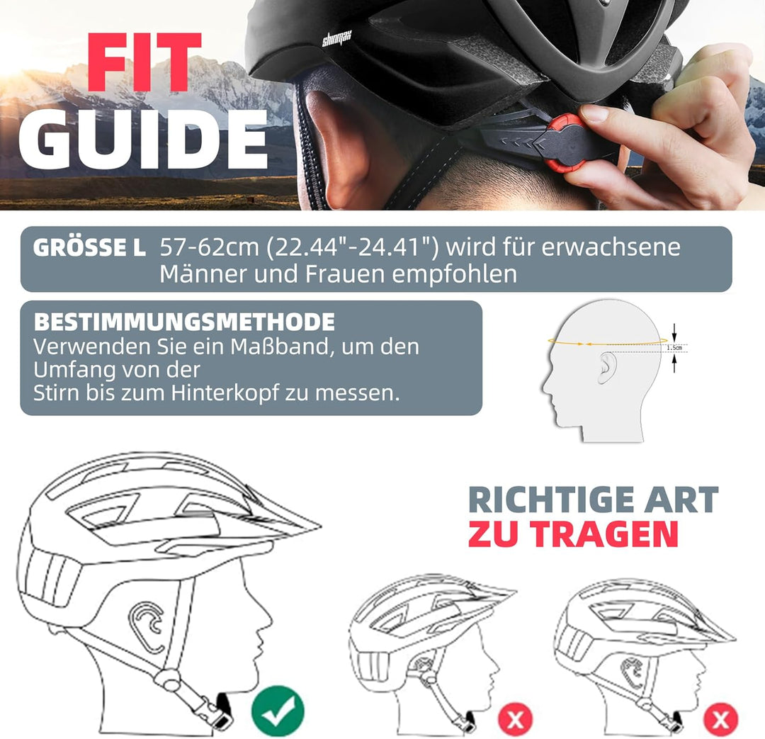 Shinmax Fahrradhelm mit LED-Beleuchtung, Fahrradhelm mit Sicherheitsbeleuchtung, magnetischer Fahrra