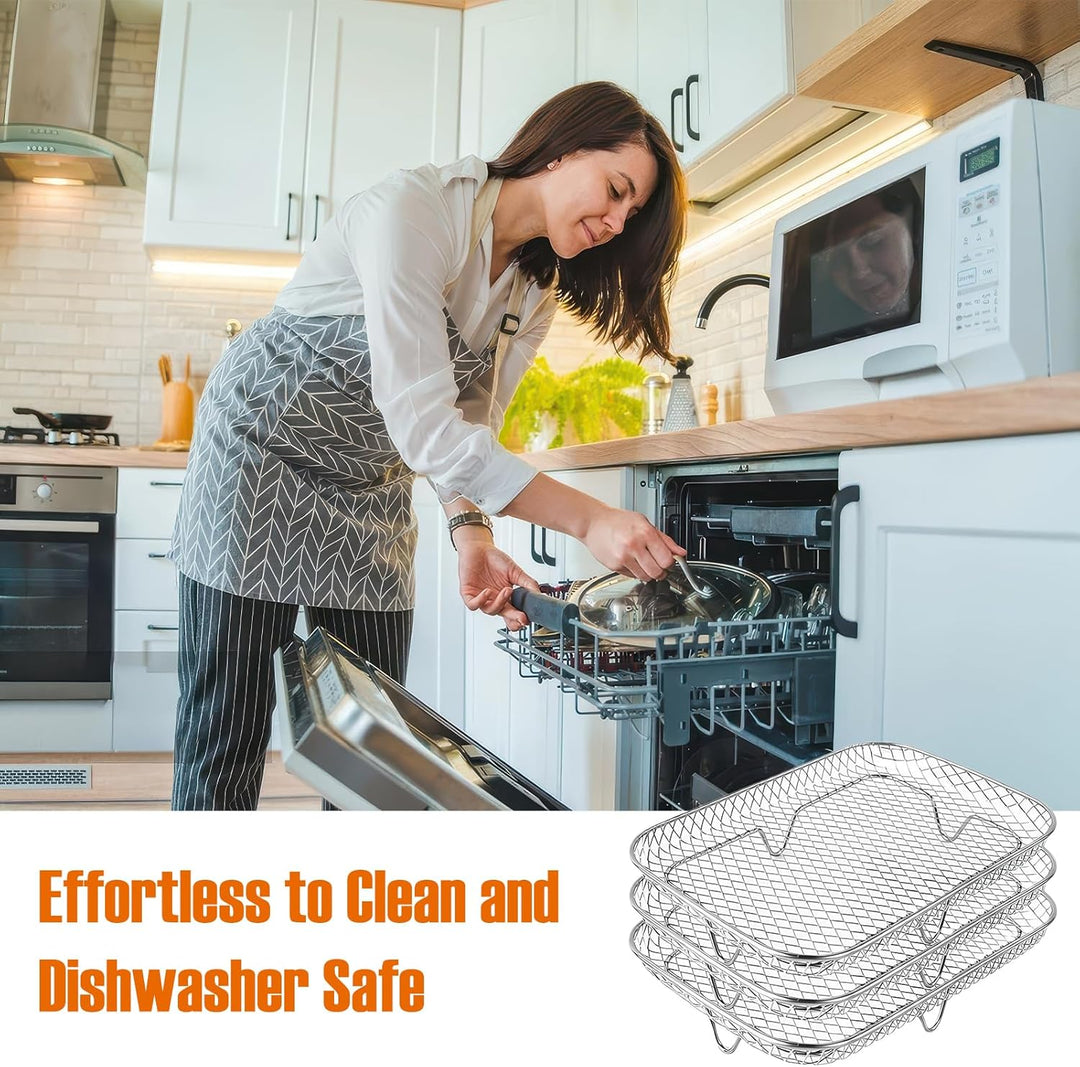 Air Fryer Racks, 3 Stück 304 Edelstahl Air Fryer Korb Tray Heissluftfritteuse Zubehör 3 Schicht Stap