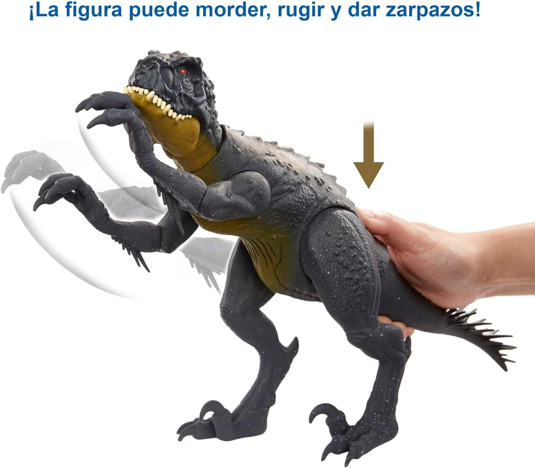 Jurassic World HCB03 - Kampfaction Scorpios Rex mit Geräuscheffekt, Camp Cretaceous mit beweglichen