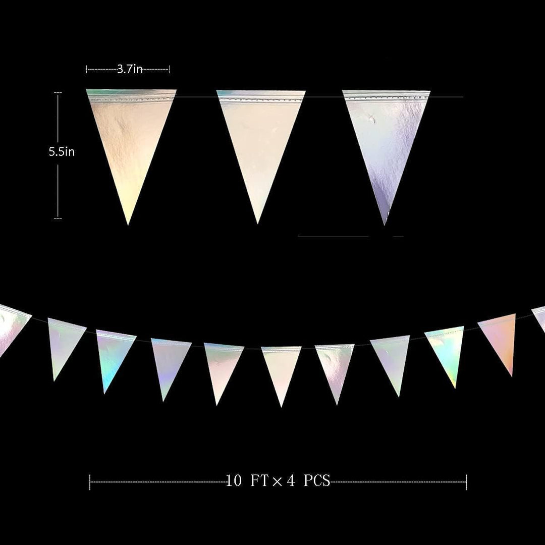 40Ft Schillernde Dreieck Banner Flagge Doppelseitige Metallic Holographische Papier Wimpel Girlande