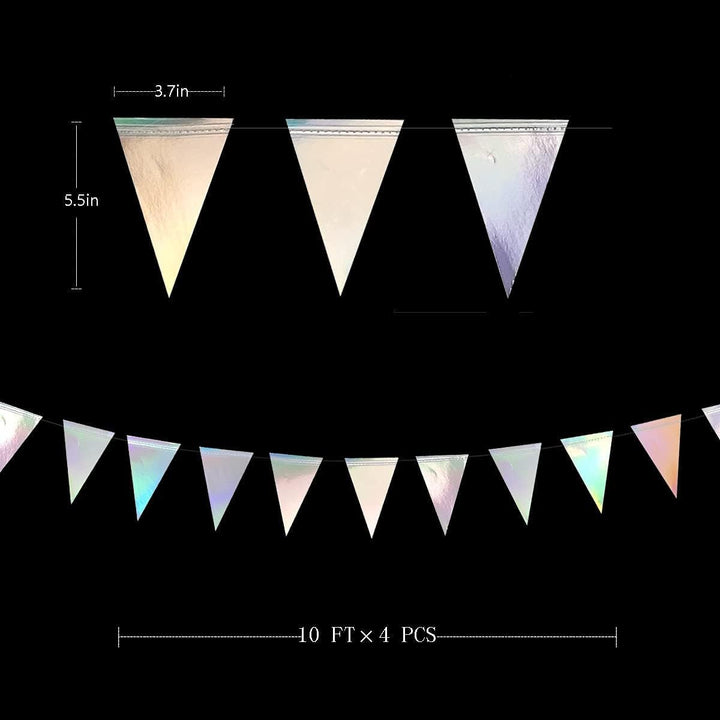 40Ft Schillernde Dreieck Banner Flagge Doppelseitige Metallic Holographische Papier Wimpel Girlande