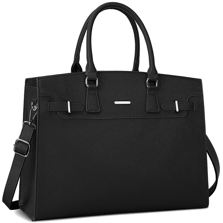 IGOLUMON Handtasche Damen Shopper Damen Gross Schwarz Laptop Tasche 15.6 Zoll PU Leder Umhängetasche