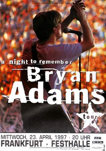 Bryan Adams - Night to Remember, Frankfurt 1997 » Konzertplakat/Premium Poster | Live Konzert Verans