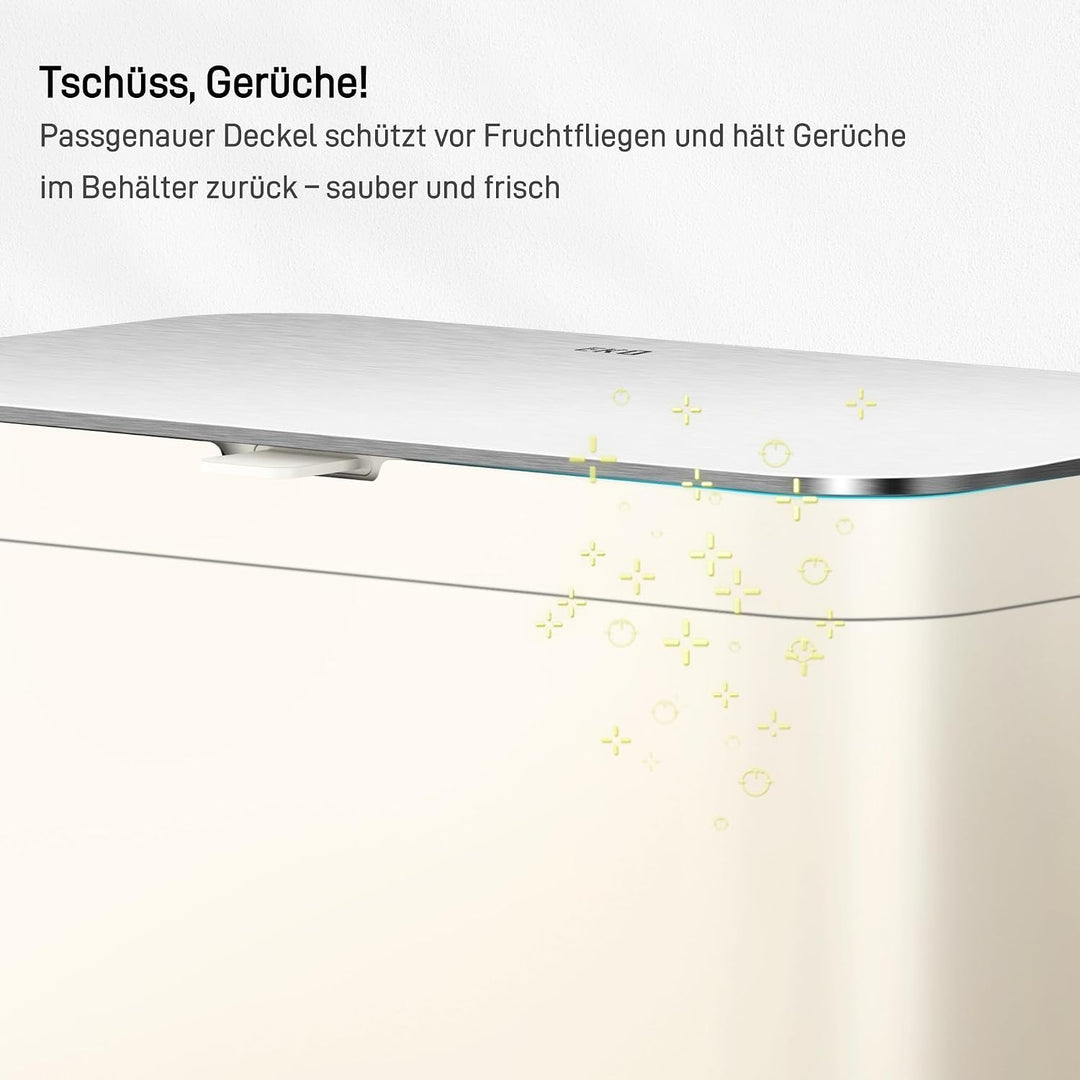 EKO Biomülleimer Küche 7L, Komposteimer aus Edelstahl mit Inneneimer und Geruchsfach, Abfalleimer mi