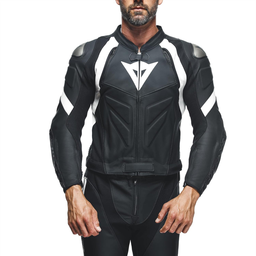 Dainese Avro 4 2-Teiler Motorrad Lederkombi (Black/White,46) 46 BLACK-MATT/BLACK-MATT/WH, 46 BLACK-M