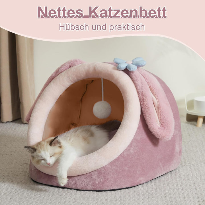 Jiupety Nettes Katzenhöhle, Katzen höhle Katzen bettchen, Katzenbett Flauschig M (38 cm x 37 cm x 32