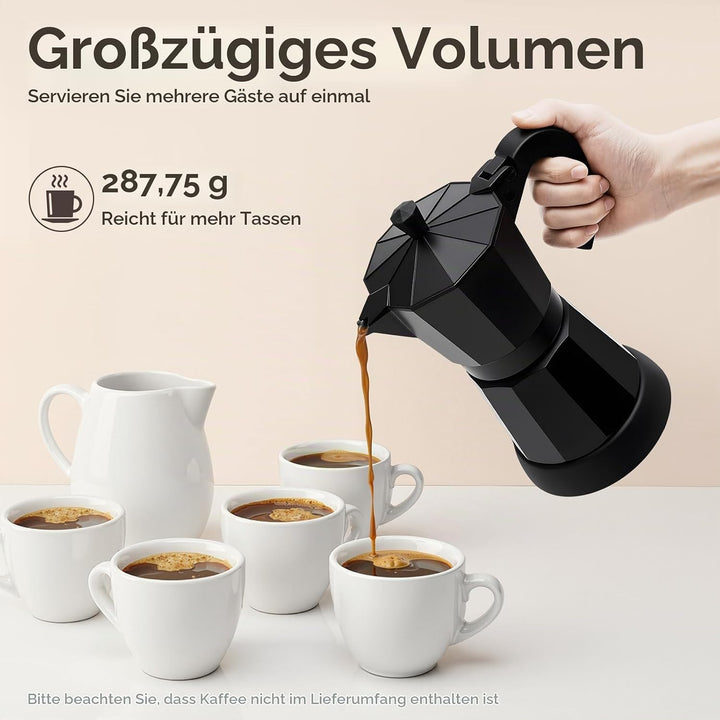 Espressokocher, 480W Elektrische Espressokanne 300ml Kaffeekanne 6 Tassen Mokkakanne mit Basis für H