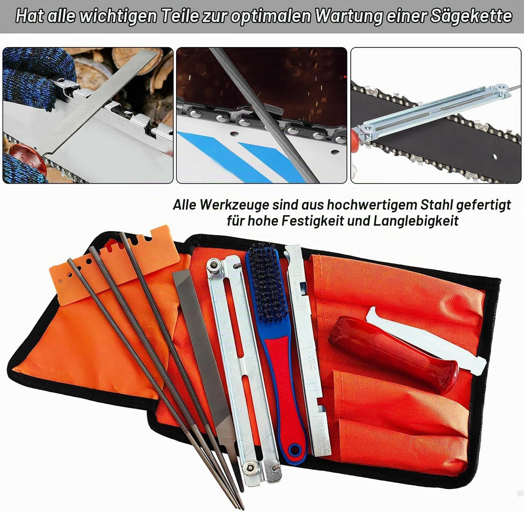 Kettensägen Schärffeilen Kit 11pcs Universal Kettensägen Feilensatz Sägeketten Feilen Set zum Schärf