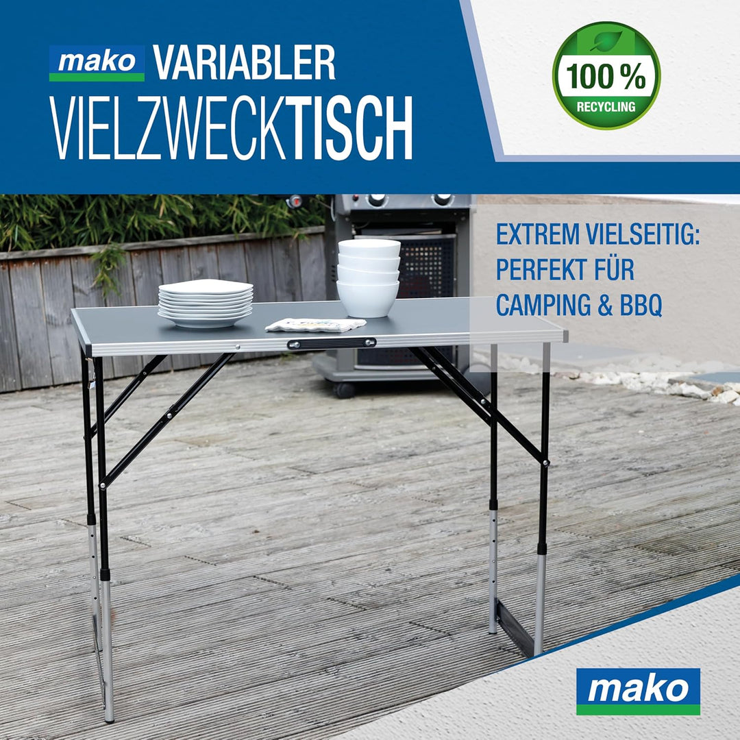 mako Tapeziertisch Profi, 3er-Set – Höhenverstellbarer Multifunktionstisch mit Alu-Rahmen, robuster
