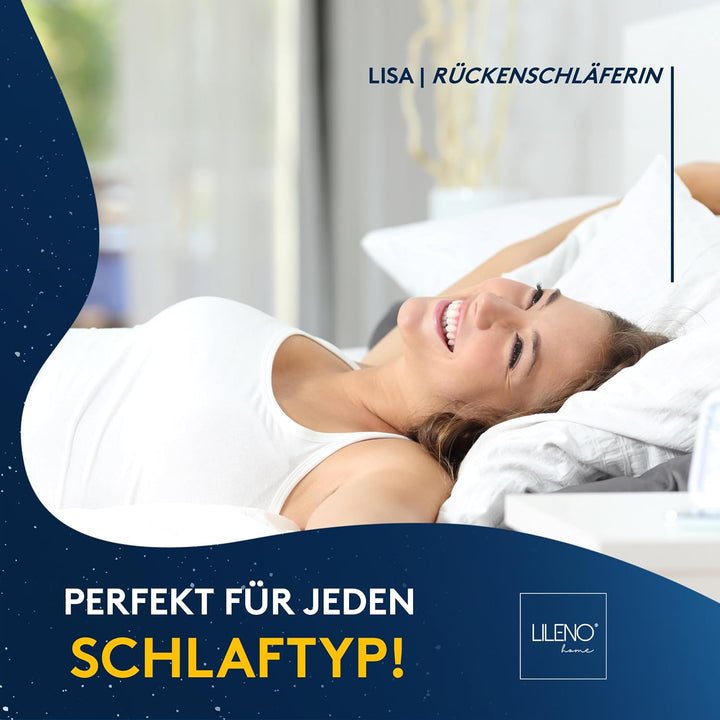 LILENO HOME Microfaser Nackenrolle 15x40 cm [2er Set] bis 95 Grad waschbar mit Reissverschluss - Kop