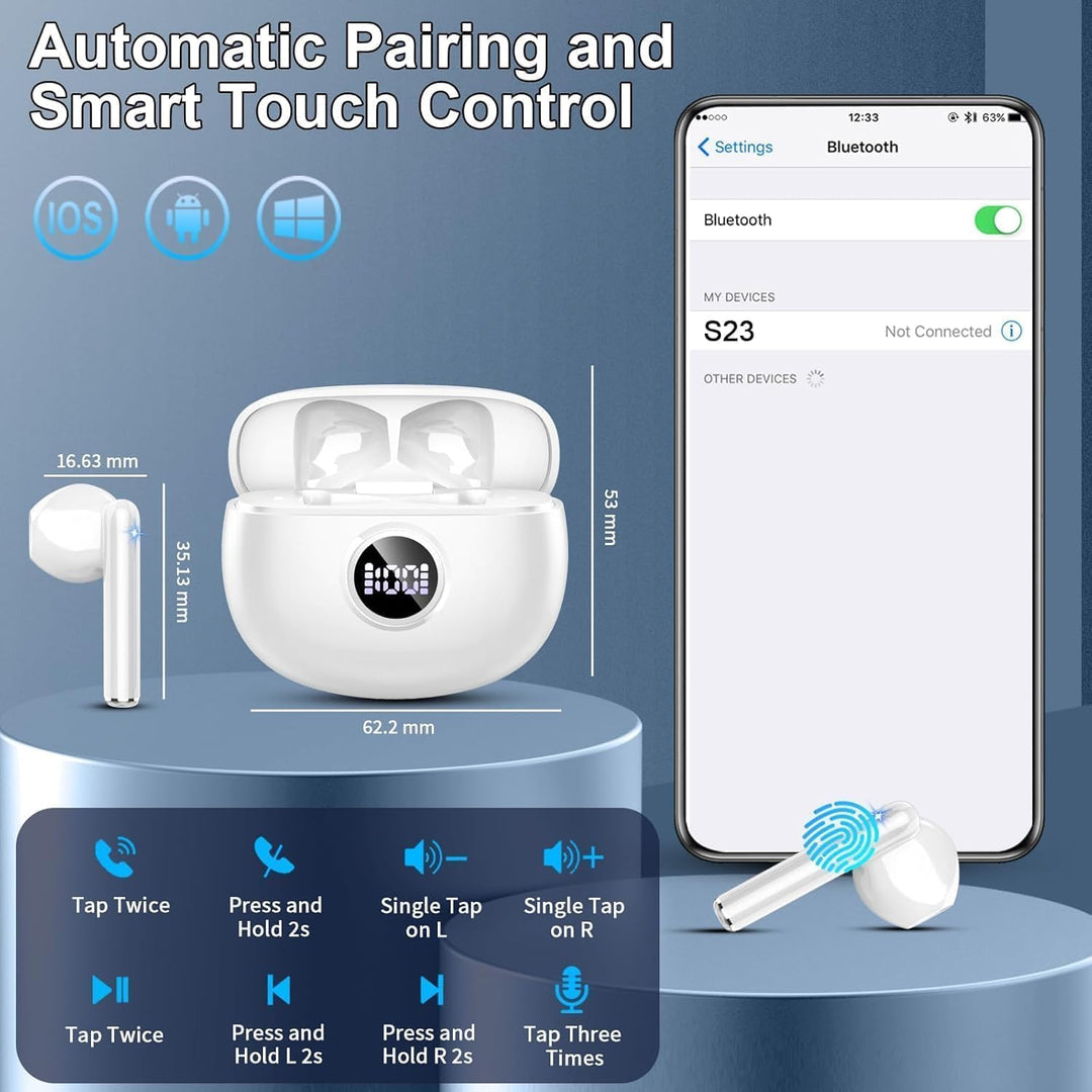 Drsaec Bluetooth Kopfhörer, 2026 Neu 6D Tiefer Bass In Ear Kopfhörer Kabellos Bluetooth 5.3 Kabellos