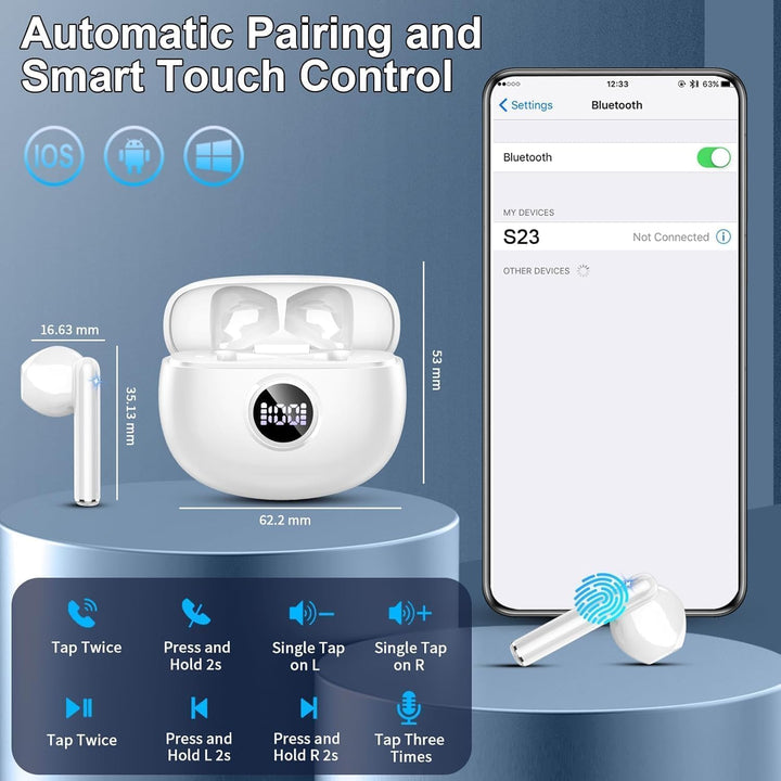 Drsaec Bluetooth Kopfhörer, 2026 Neu 6D Tiefer Bass In Ear Kopfhörer Kabellos Bluetooth 5.3 Kabellos