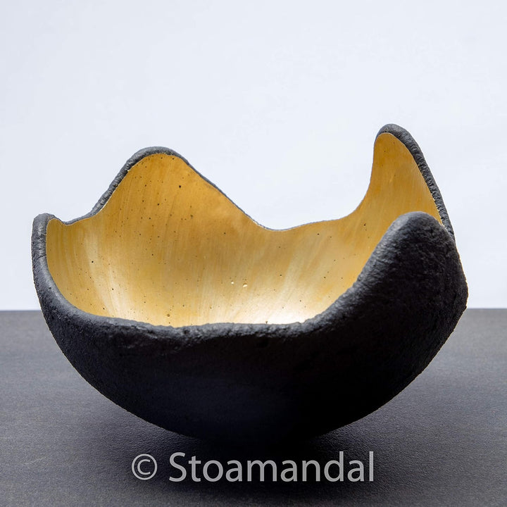 Lichtschale hellgold - M (20cm) - Beton schwarz - grau - Unikat handmade - Geburtstagsgeschenk - Hoc