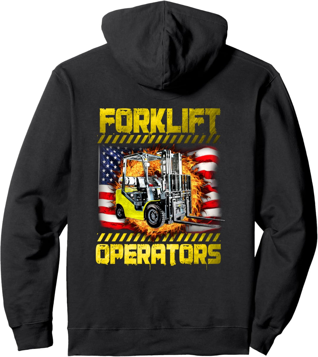 Gabelstaplerfahrer-Design auf der Rückseite der Kleidung Pullover Hoodie