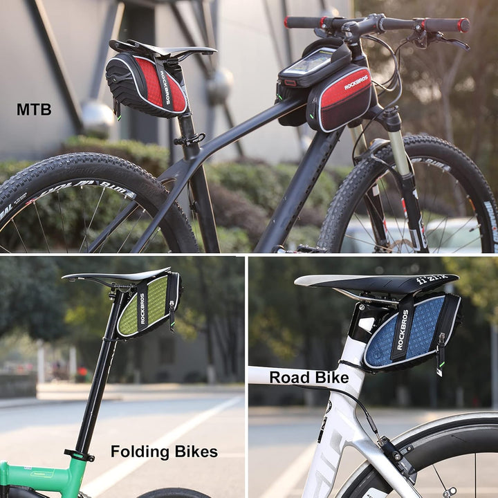 ROCKBROS Satteltasche für Fahrrad, MTB, Fahrradtasche hinten, Sattel, 1,5 l, wasserdicht, reflektier