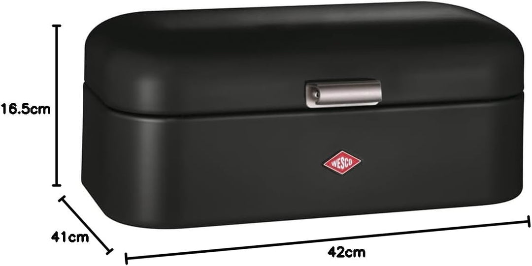 WESCO Grandy Brotkasten in der Farbe mattschwarz, pulverbeschichtetes Stahlblech, Lüftungslöcher und
