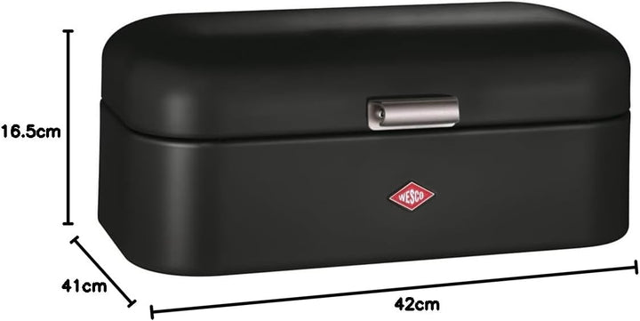 WESCO Grandy Brotkasten in der Farbe mattschwarz, pulverbeschichtetes Stahlblech, Lüftungslöcher und