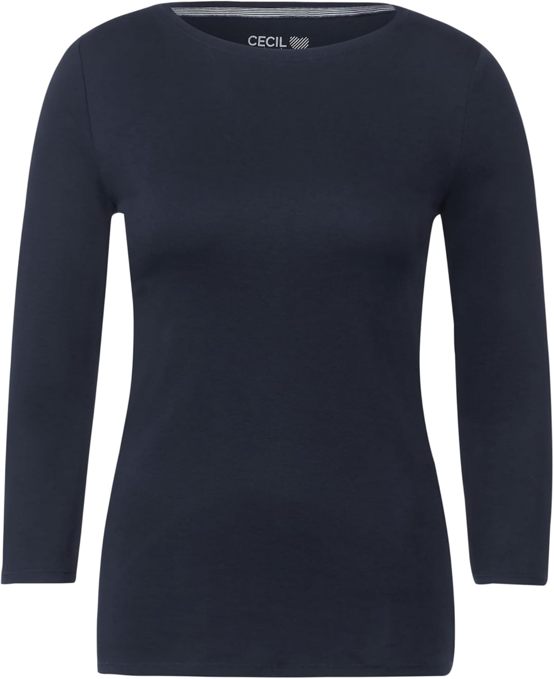 Cecil Damen Boatneck Basic Baumwollshirt U-Boot Ausschnitt M Universal Blue, M Universal Blue