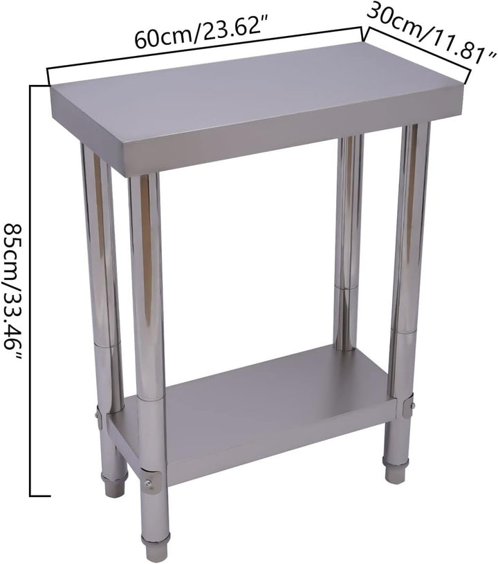 Arbeitstisch Edelstahl Küche Edelstahltisch 60 * 30 * 85cm mit Ablage Grilltisch Outdoor Küchenmöbel