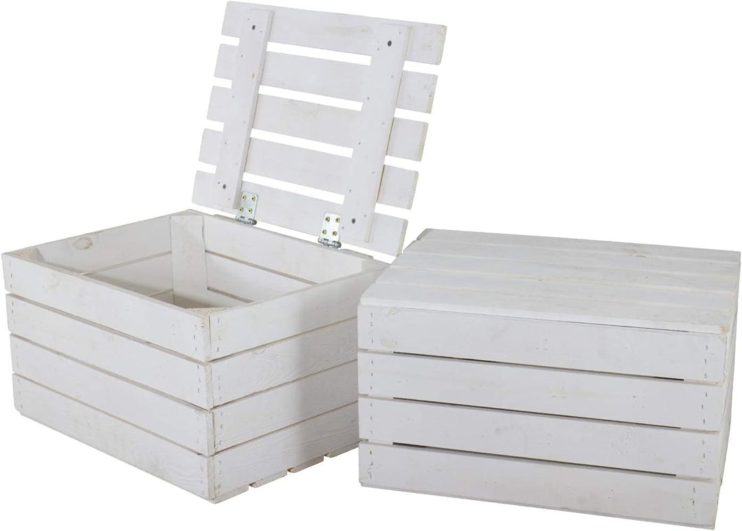 Weisse Holztruhe mit Deckel - 48x36x28 cm - NEU - Kinderzimmer mit Spielzeugkiste weiss, für Lego, D