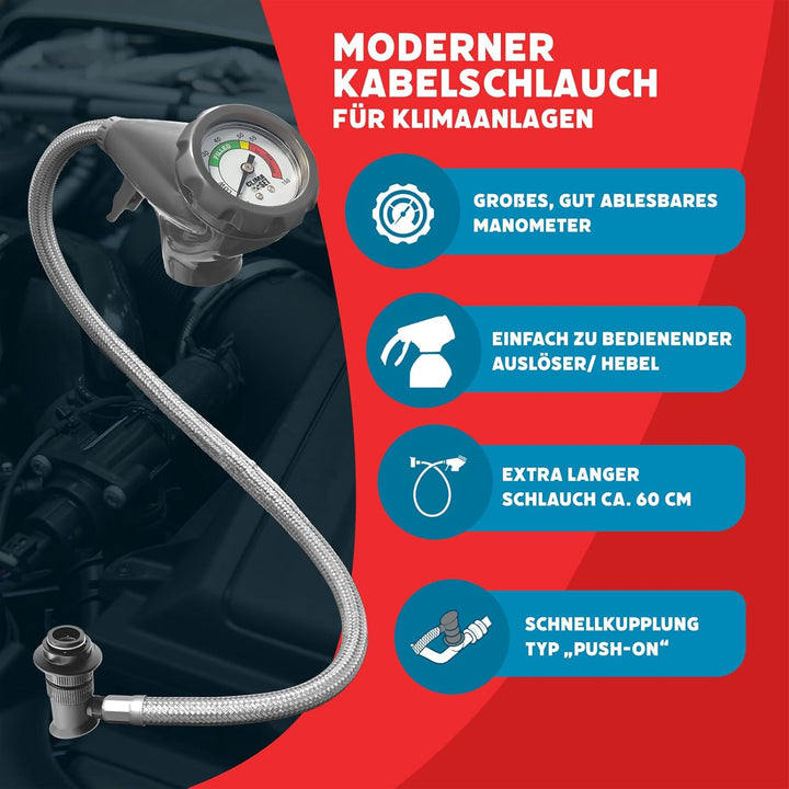 Ersatz für R134a Kältemittel Gas 3 x 235 g mit Schlauch für Klimaanlage – Auto Klimaanlage Nachfülle
