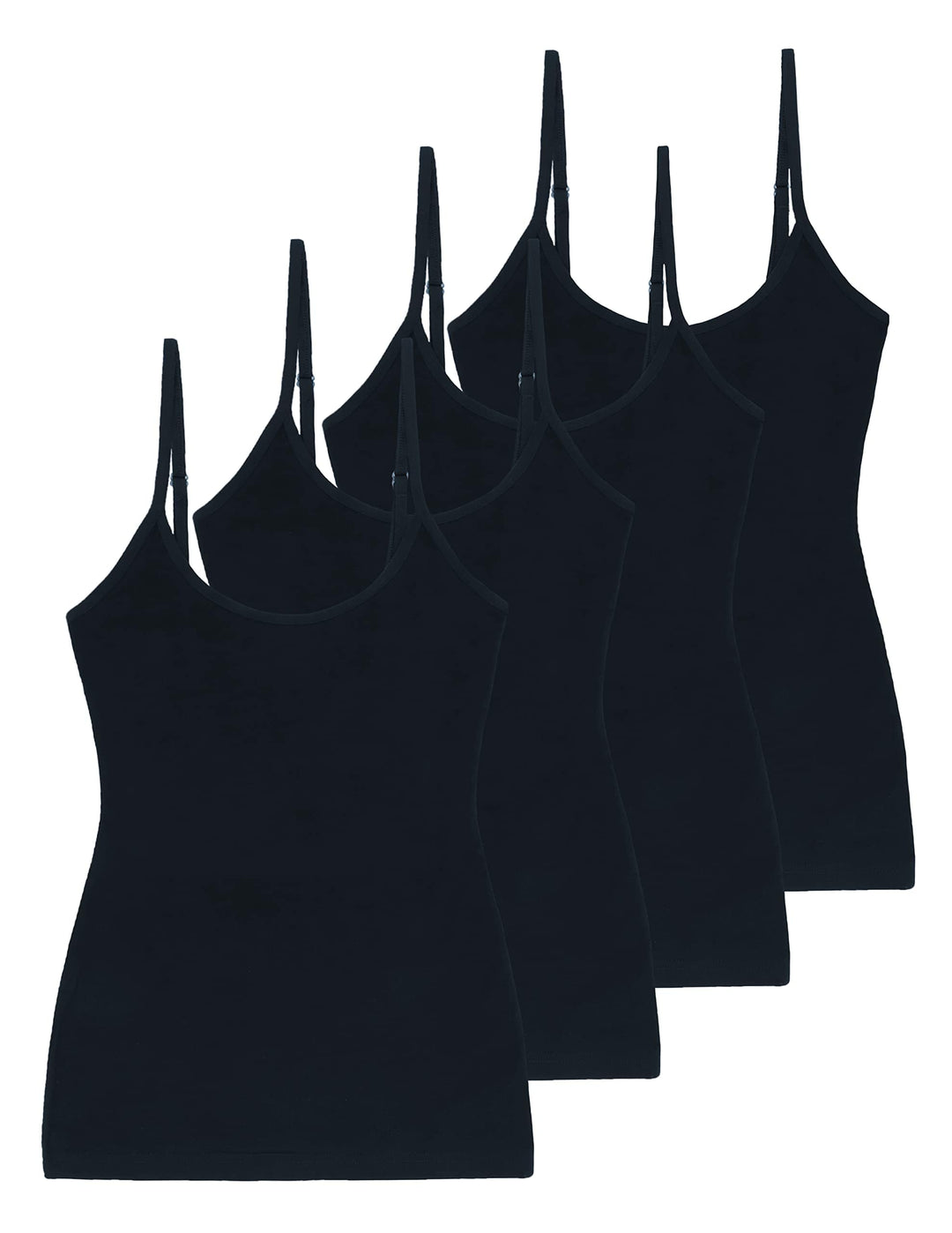 Comfneat Damen 4-Pack Spaghetti Tops Slim-Fit Verstellbare Träger Camisole Baumwolle Elasthan Unterh
