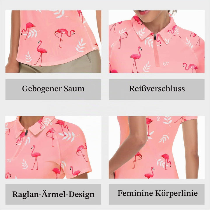 Soneven Atmungsaktiv Poloshirt Damen Leichtes Sportshirt Tailliert Karierte Bluse UPF 50+ Kurzarm 1/