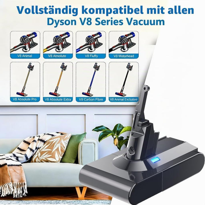 V8 Akku, BATTOOL V8-Ersatzakku für SV10 Kompatibel mit Dyson V8 Absolute Animal Motorhead Fluffy Sli