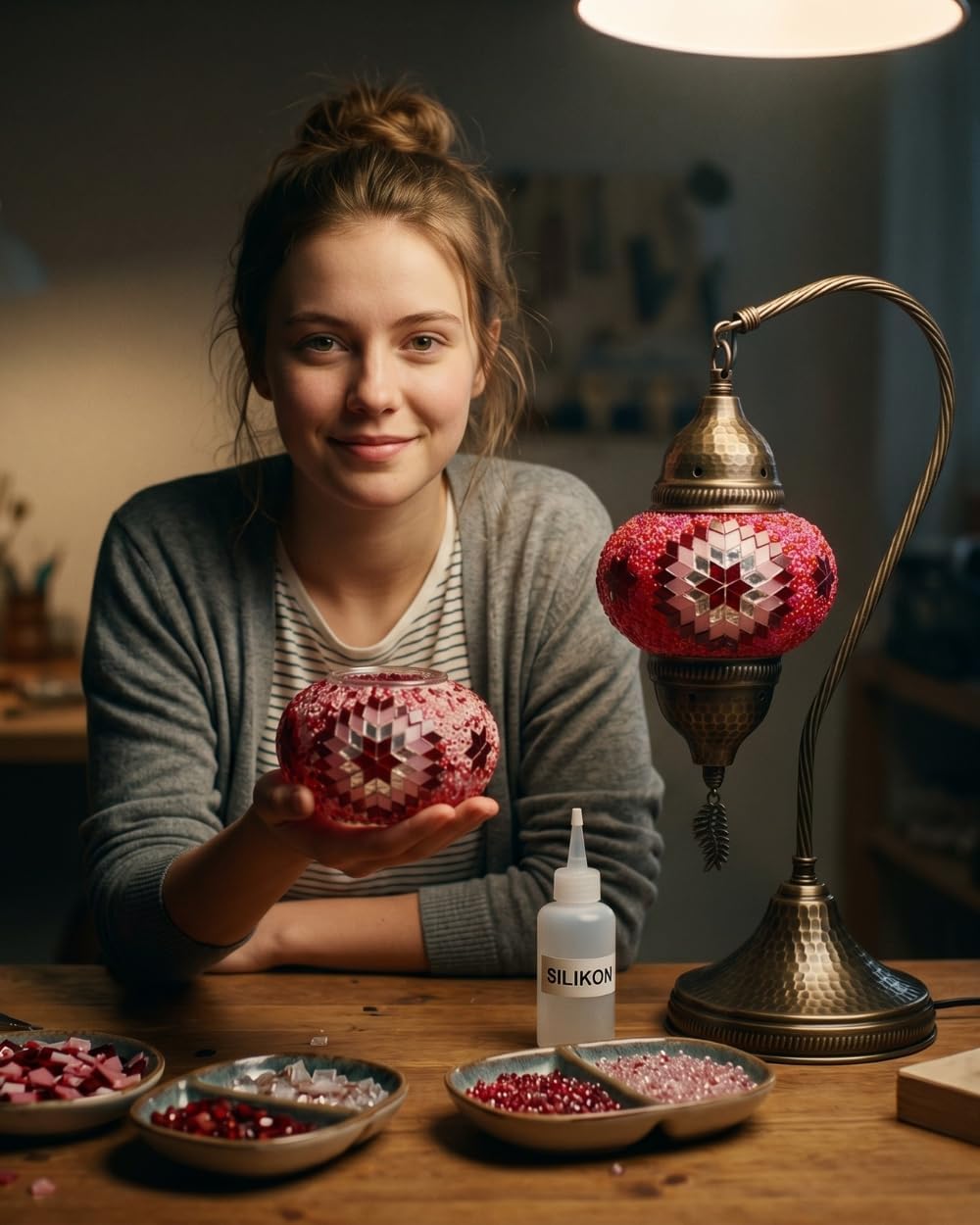 DEMMEX DIY Türkisches Mosaiklampen-Kit - Komplettes Kunst- und Handwerks-Geschenkset für Erwachsene