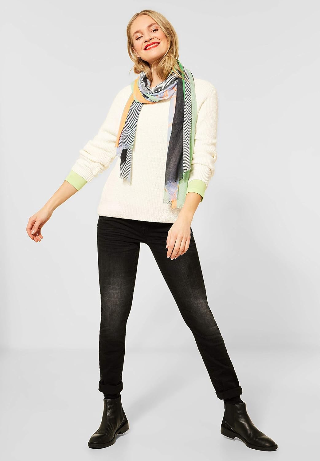 STREET ONE Damen 301488 Pullover, Off White, 34