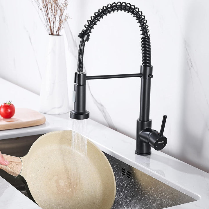 Cobbe Wasserhahn Küche, Spring Küchenarmatur mit Pull Down Sprüher Brause, 2 Sprühfunktionen, 360° D