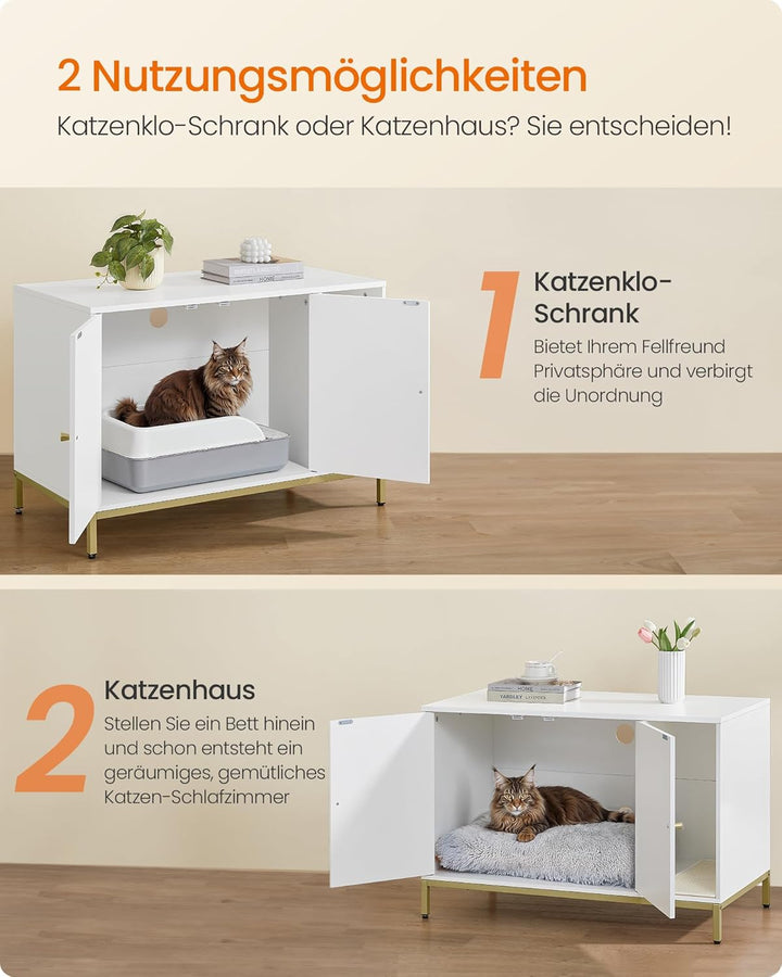 Feandrea Katzenklo-Schrank, Katzenhaus, Katzentoilette, mit Kratzmatte, hohe Beine, für Katzen, Beis