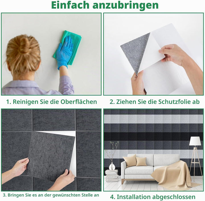Akustische Paneele, AGPTEK 12 Packs Selbstklebende Akustische Paneele Schalldichte Dunkelgraue Wandp