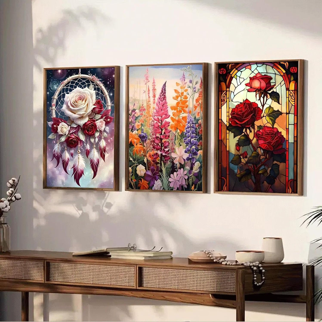 JATOK 3 Stück Malen Nach Zahlen Erwachsene, DIY Blumen Gemälde für Anfänger, Handgemalt Ölgemälde Le