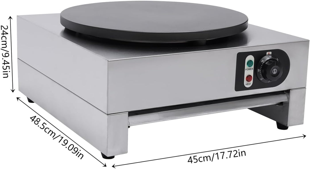 Elektrischer Crepes Maker und Poffertjes Macher Ø 40 cm - Antihaftbeschichteter Pfannkuchen Maker mi