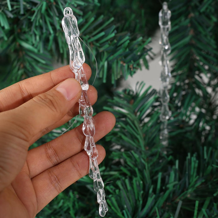 DAHI Christbaumschmuck 50 Stücke eiszapfen Anhänger - Acryl eiszapfen deko weihnachtenbaum Anhänger
