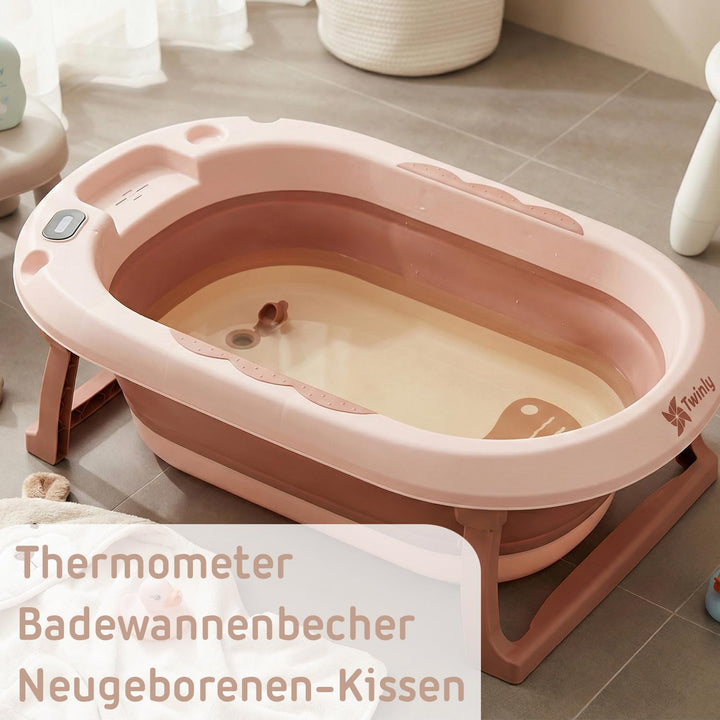 Twinly Bubbly – Faltbare 2-in-1-Baby-Badewanne – Ergonomisch verstellbare Höhe, abnehmbare Badewanne