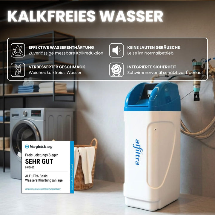 ALFILTRA Wasserenthärtungsanlage - Basic 60 - Kompakte Entkalkungsanlage für weiches Wasser, Salzspa