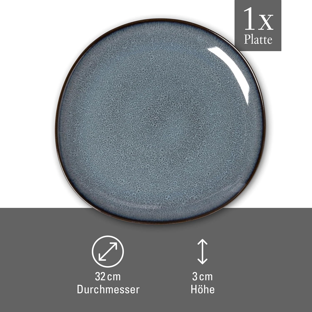 like. by Villeroy & Boch – Lave gris Servierplatte 32x31,5x3 cm, Servierplatte grau, Steingut, mikro